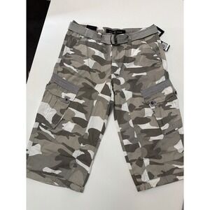 XRAY Jeans Men's Cargo Shorts Size 32 White Gray Camo‎ Cotton, Belted NWT.  3867